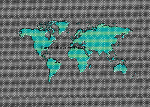 Brick wall world map